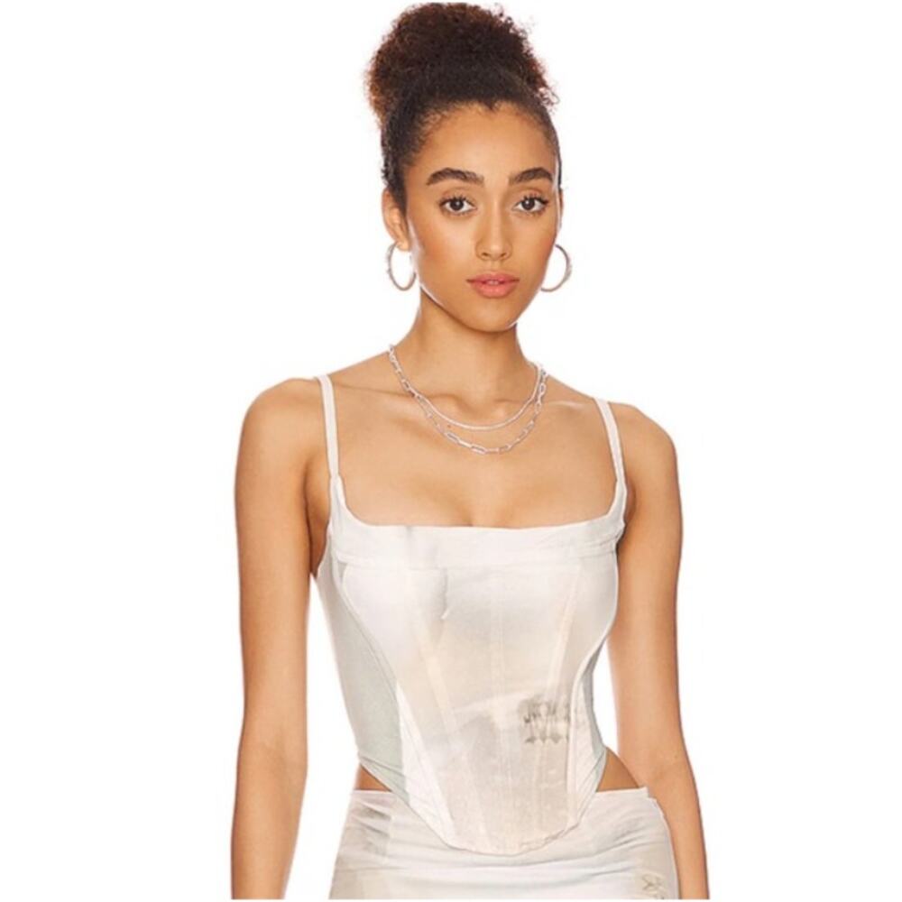 Miaou Venus Corset Top Cream Gray Heavenly Bodies Lace Up Back Bustier Womens XS